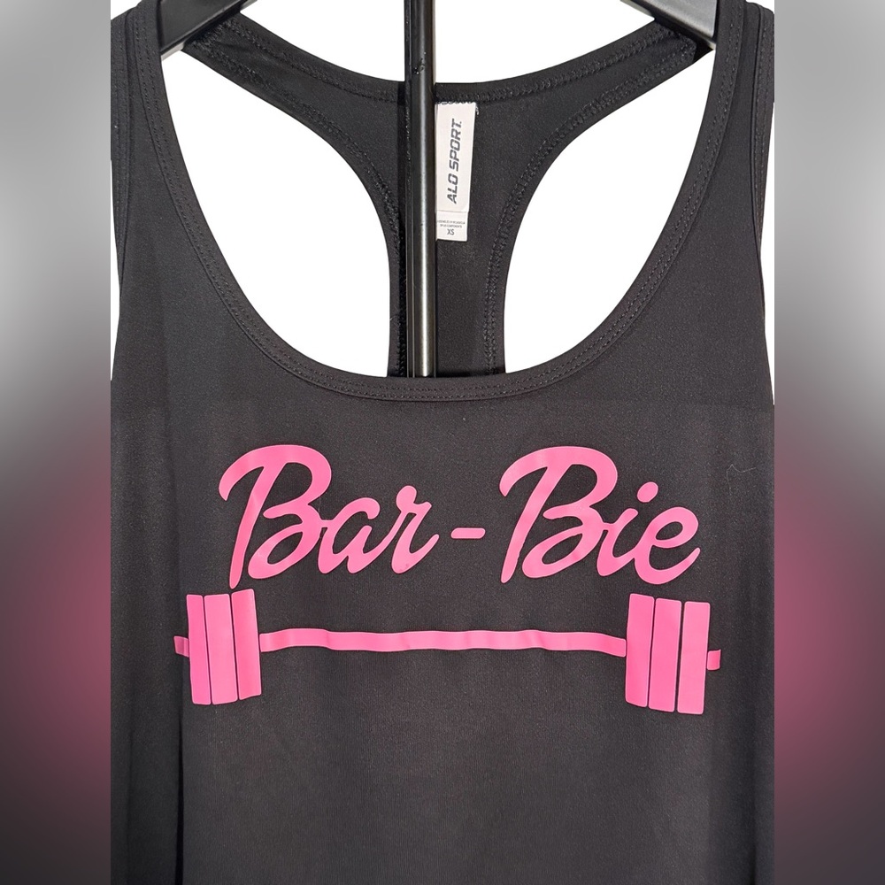 ALO Yoga Black Tank with Pink Barbie Graphic Vintage ALO Sports - Picture 2 of 6